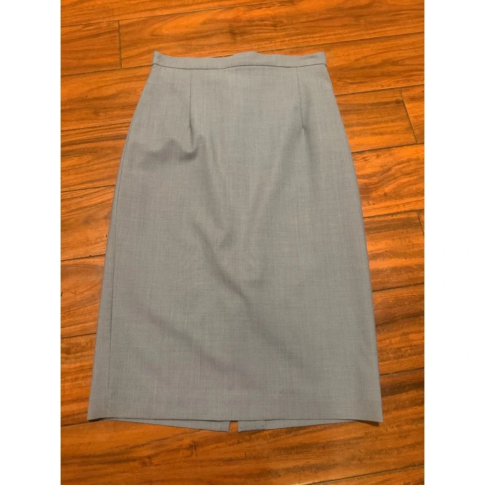 Theory Hemdall B Continuous Blue Grey Wool Blend Pencil Skirt Size 4